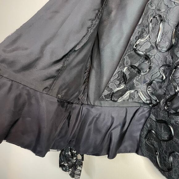 Vintage Patra Black Lace Ribbon Soutache Mesh Fitted Jacket Puff Shoulders Bow 6 - Picture 8 of 16